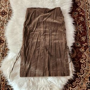 Lucia Bella Brown Corduroy Lace Skirt